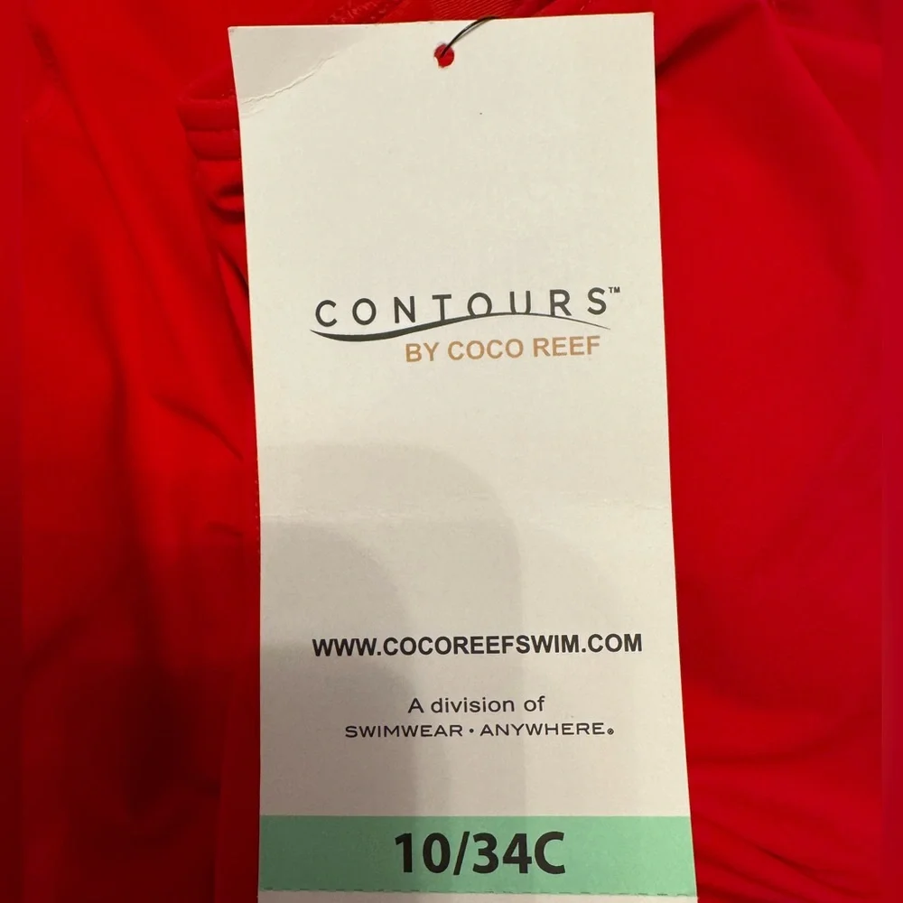 Coco Contours by Coco Reef Red Asymmetric One Piece Swimsuit 10/34C - Picture 6 of 10